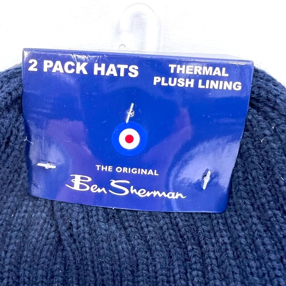 BEN SHERMAN, 2 PACK BEANIE SET, THERMAL PLUSH LINING UNISEX, ONE SIZE,GREY, NAVY - Picture 10 of 15